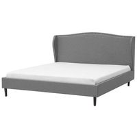 cama doble tapizada gris 180 x 200 cm con somier y cabecero estilo glamour colmar