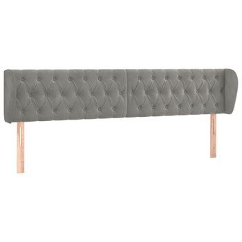 Cabecero De Terciopelo Gris Claro 183x23x78/88 Cm