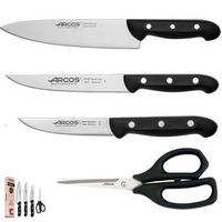 arcos juego de cuchillos  arcos cuchillos cocina  arcos cuchillo juego  arcos maitre cuchillos  4 piezas  chef 215 mm  cuchillo cocina 150 mm  cuchillo verduras 100 mm  tijera cocina