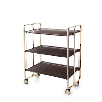Carrito Auxiliar Plegable Bauhaus Dorado Con Ruedas – 3 Niveles Y 3 Posiciones,,wengue