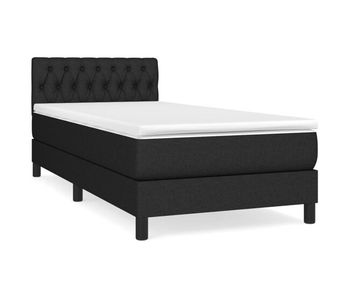 Cama box spring con colchón tela negro 90x200 cm diseño de botones