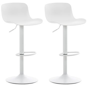 Set 2 Taburetes De Bar Almada Plástico Blanco 45x44x81 Cm Clp