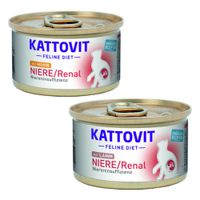 kattovit renal 24 x 85 g en latas para gatos - pack ahorro - pack mixto cordero y pollo