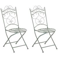 juego de 2 sillas para jardin indra plegables metal verde antiguo 50x40x92 cm clp