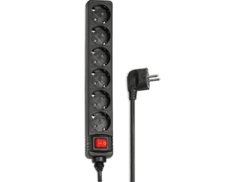Regleta - Hama 69223784, 6 Enchufes, Interruptor, Cable 1.4m, Negro