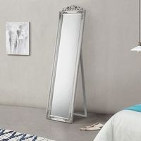 espejo de pie arezzo estilo barroco inclinable eucalipto 160x40 cm plateado encasa