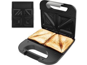 Sandwichera - Cecotec Rock’ntoast Combo, 800 W de potencia, 3 placas intercambiables, Revestimiento antiadherente, Silver