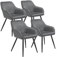 4 sillas de comedor con aspecto de terciopelo y acolchada grisnegro