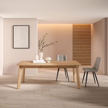 Mesa de comedor efecto madera roble 194x90x75cm