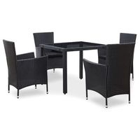 juego de comedor de jardin 5 piezas ratan sintetico negro vidaxl