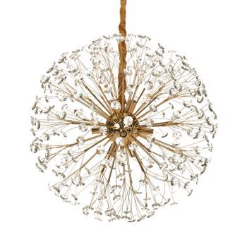 Lámpara De Araña Colgante Glamurosa Fabricada En Vidrio Metal Y Latón Transparente ⌀ 60 Cm Timane