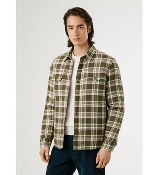 Pepe Jeans para hombre. PM3090819 Camisa Clemen verde (XXL), Casual, Algodón, Manga larga
