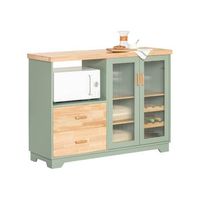 aparador cocina para microonda buffet para comedor entrada salon con 2 puertas 2 cajones y 1 compartimento abierto verde 120 x 40 x 90 cm fsb81-gr sobuy es