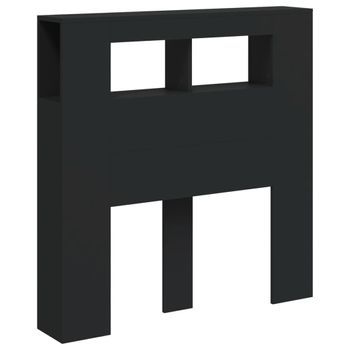 Cabecero Cama Mueble De Dormitorio Con Led Madera De Ingeniería 100 X 18,5 X 103,5 Cm Negro M02_0002125