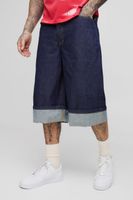 pantalon tall bombacho con vuelta en el bajo azul