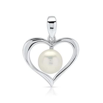 Colgante plata 925 corazón con perla