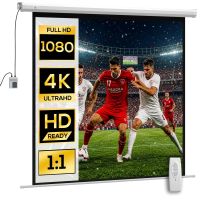 homcom pantalla de proyector electrica 85 pulgadas con control remoto blanco