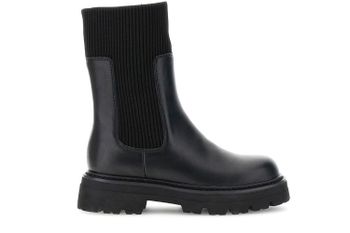 botines de piel con calcetín black 40