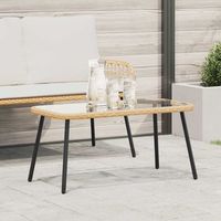 vidaxl mesa de cafe marron y negro 90 x 45 x 43 cm ratan sintetico