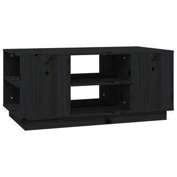 Mesa De Café - Mesa De Centro De Madera Maciza De Pino Negro 90x49x40,5 Cm