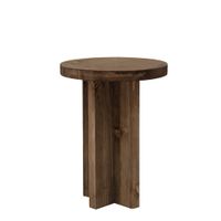 taburete de madera maciza en tono nogal de 35x45cm