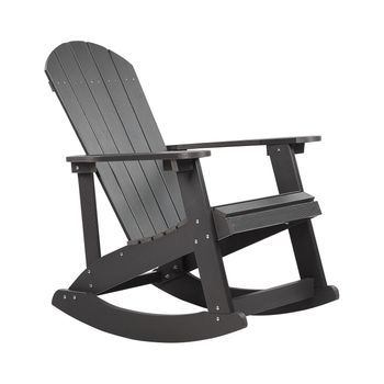 Silla Mecedora Gris Oscuro De Madera Sintética Resistente A La Intemperie Estilo Moderno Adirondack