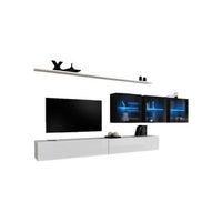 conjunto de muebles de salon mural switch xvii diseno colores blanco y negro brillante