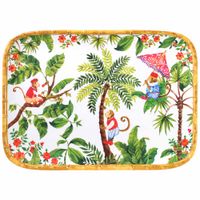 bandeja rectangular de melamina con estampado de monos de bali 45 cm