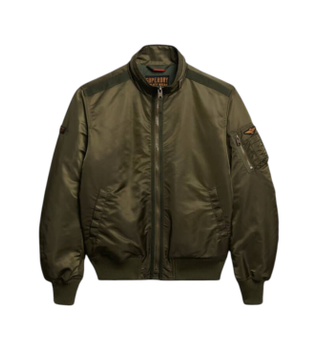 Superdry para hombre. M5012356A Chaqueta Bomber verde (XL), Casual, Poliamida