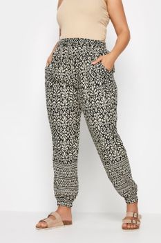Yours Bombachos Negros Y Beige Estampados, Mujer Curvy Y Tallas Grandes, Yours