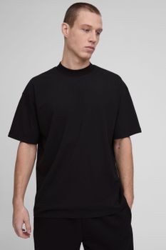 Camiseta Oversize Con Cuello Extendido, Negro