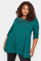 yours top con vuelo verde mar con tachas mujer curvy y tallas grandes yours