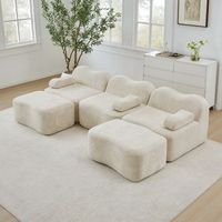 canape modular de 3 plazas en u con 2 poufs espuma de alta densidad 32d asiento profundo cojines extraibles beige
