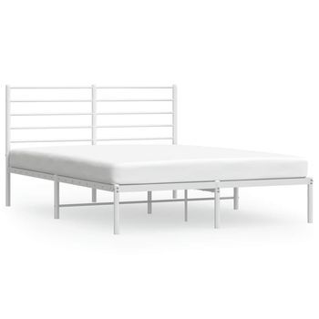Estructura Cama Sin Colchón Con Cabecero Metal Blanco 160x200cm Vidaxl