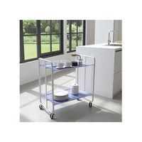 carrito auxiliar plegable bauhaus con ruedas - armazon metalico blanco 2 niveles y 4 posiciones ajustablescoffe shop azul
