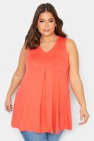 yours top coral sin mangas con pinza frontal mujer curvy y tallas grandes yours