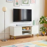 mueble de tv reyri con compartimentos 120x39x52 cm - blancodorado encasa