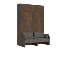 cama abatible 160 vertical kentaro sofa con modulo a pared superior nogal