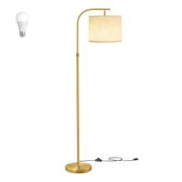 vasagle lampara de pie de arco lampara de lectura regulable en altura 150-175 cm de altura moderna con interruptor de pedal pantalla de tela casquillo e27 dorado claronegro mate