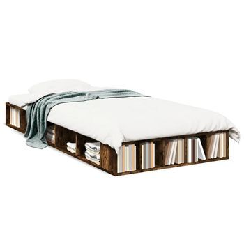 Estructura De Cama Madera De Ingeniería Roble Humo 100x200 Cm Vidaxl