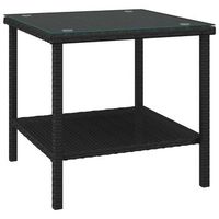 mesa auxiliar  mesita auxiliar  mesa de cafe vidrio templado ratan sintetico negro 45x45x45 cm