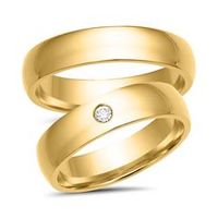 alianzas 8 quilates oro amarillo con diamante