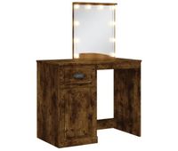 tocador - tocador de maquillaje - mesa de tocador con luces led roble ahumado 90x42x1325 cm