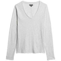 superdry camiseta manga larga t-shirt manches longues coupe ajustee col en v para mujer