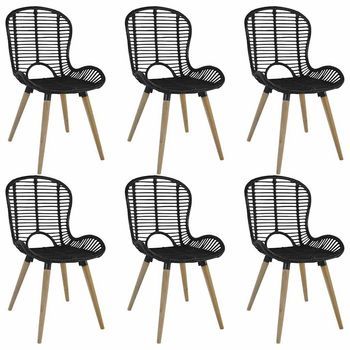 Sillas De Comedor 6 Unidades De Ratán Natural Negro Vidaxl