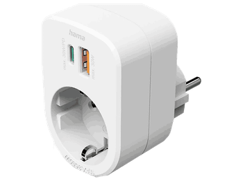 Ladrón de enchufes - Hama 00223343 Base Múltiple, Enchufe + USB-A USB-C, 30W, Blanco