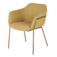 silla de comedor de tejido ocre jaspeado y patas doradas