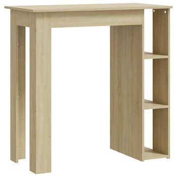 Mesa Bar Con Estante Contrachapada Roble Sonoma 102x50x103,5 Cm Vidaxl