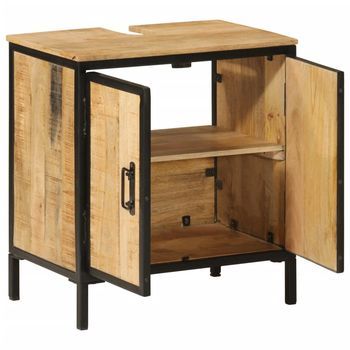 Mueble De Baño | Armario De Baño Madera Maciza De Mango Y Hierro 55x35x60 Cm