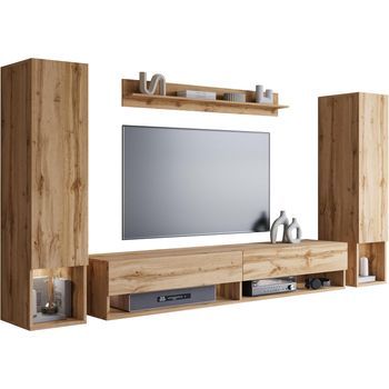 Conjunto De Muebles De Salón Amadeo Ii, Juego De Muebles De Salón, Muebles De Tv, Sin Iluminación Led, Color Wotan